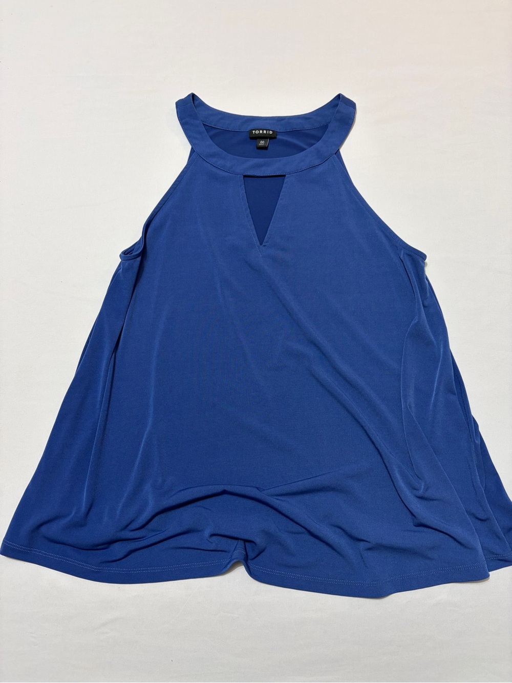 Torrid Blue High Neck Keyhole Swing Flowy Tank Top Size 00 M/L